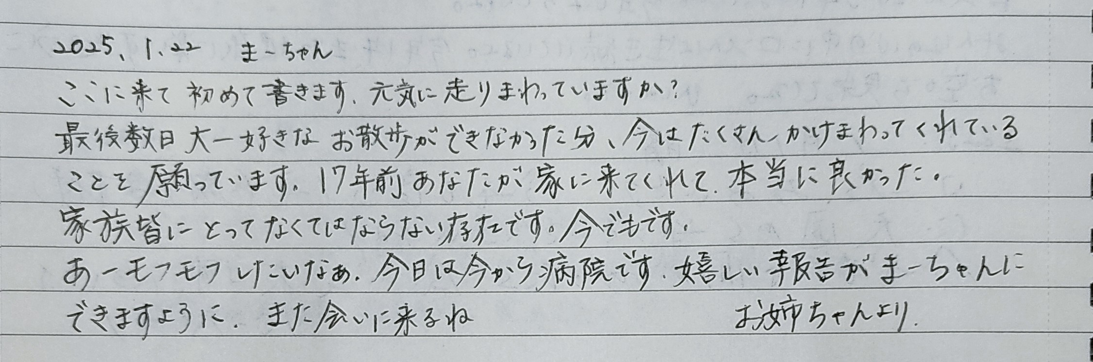 まーちゃんへ